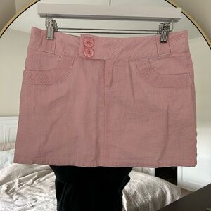 Pink+white striped mini skirt